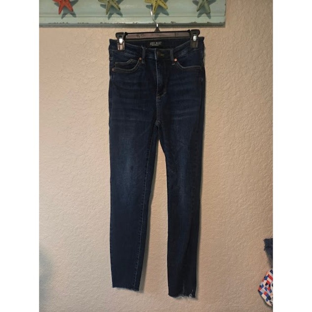 Judy Blue Dark Wash Skinny Jeans with Raw Hem